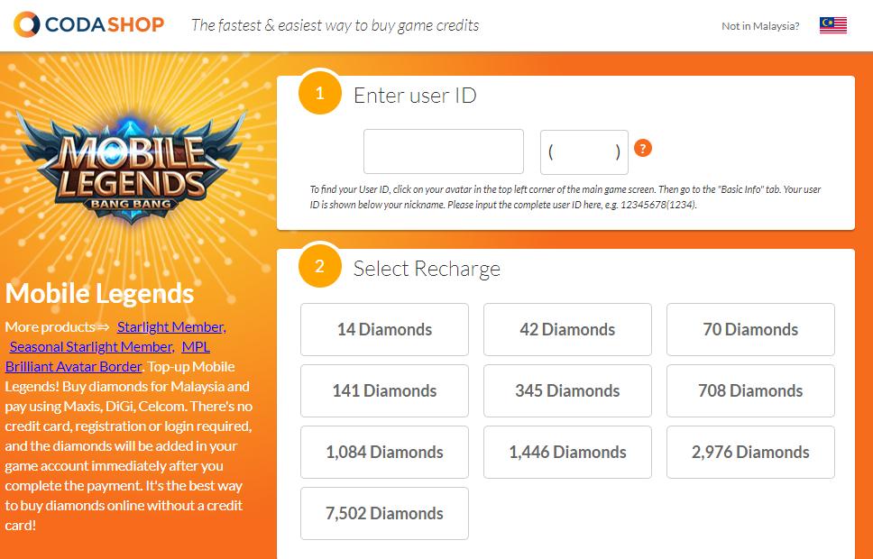Coda Shop Khusus Malaysia - Topup Diamond ML for Android ... - 