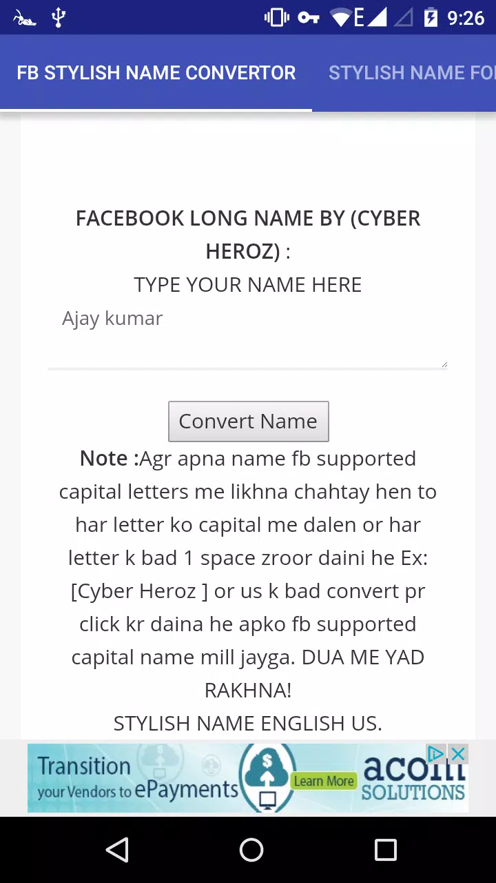 facebook stylish name convertor APK pour Android Télécharger