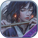 Anime Girl with flute and rain Live Wallpaper APK