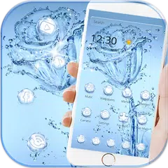 download Blu acqua rosa fiore tema wallpaper Water Rose APK