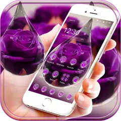 無料水滴バラテーマ紫のバラ アプリダウンロード