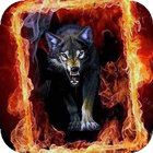 ikon Wolf in Fiery Frame a live