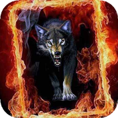 Wolf in Fiery Frame a live icon