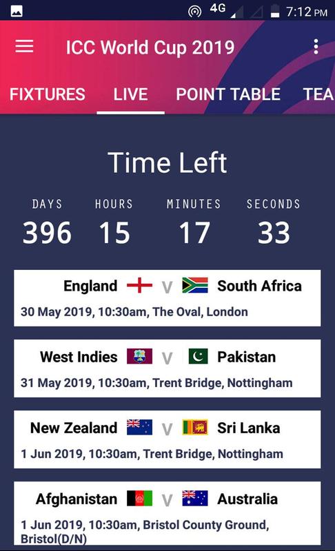 Icc World Cup 2019 Time Table Download ICC Cricket World Cup 2019 Schedule for Android - APK Download
