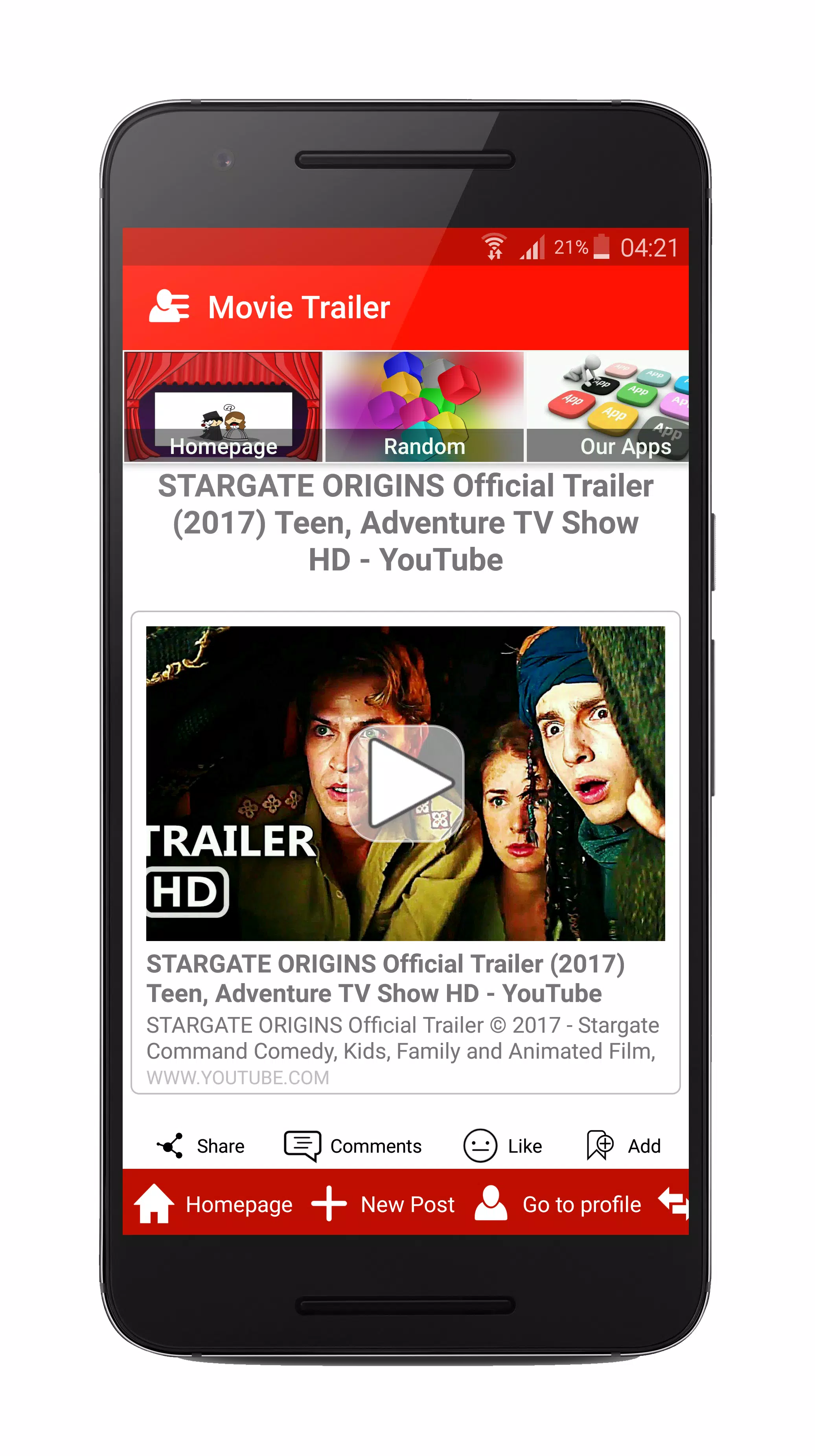 Descarga de APK de Movie trailers watch free movies cinema film clips para  Android