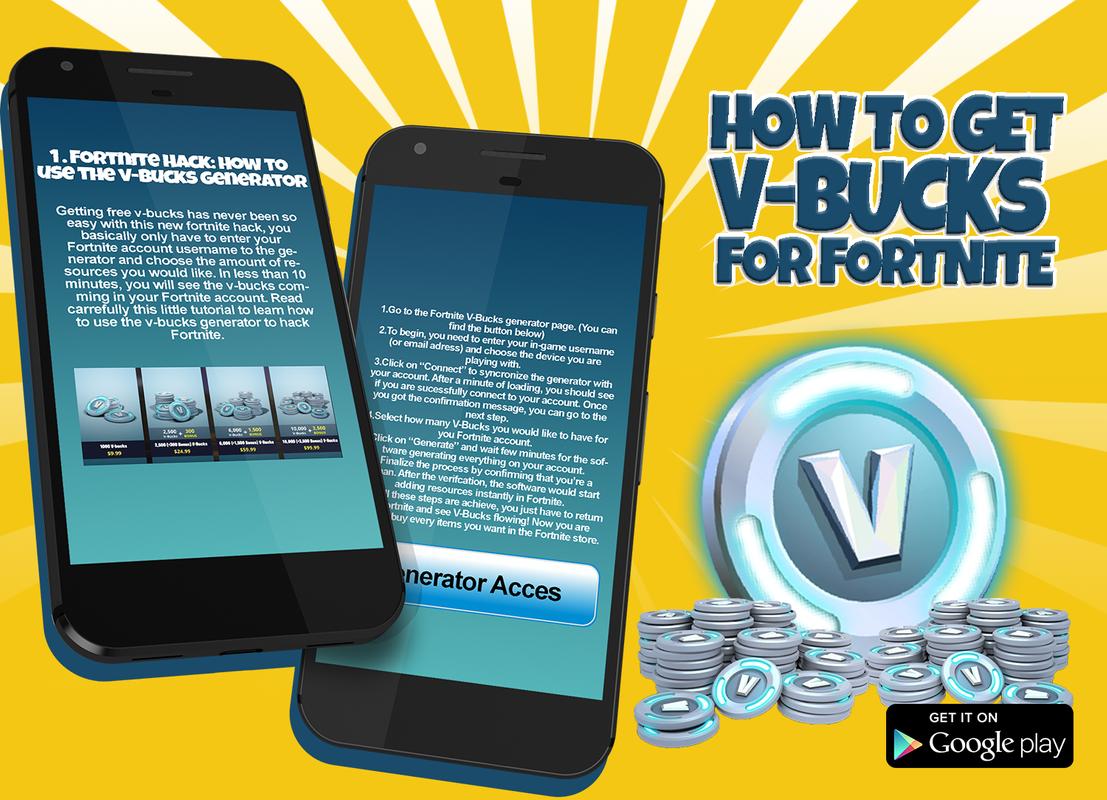 guide for v bucks for fortnite poster - v bucks generator mobile