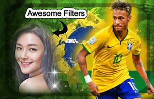 Football Game photo editor with Brazil Players capture d'écran 2