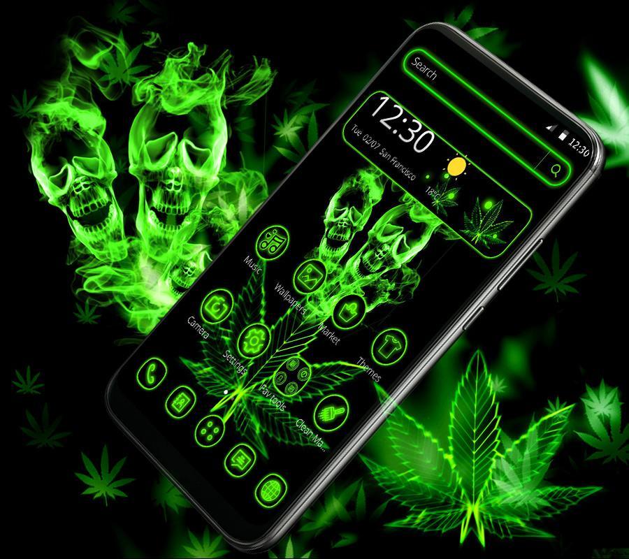 Green Neon Weed Skull Theme For Android Apk Download - green neon wallpaper roblox
