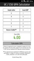 UC / CSU GPA Calculator capture d'écran 1