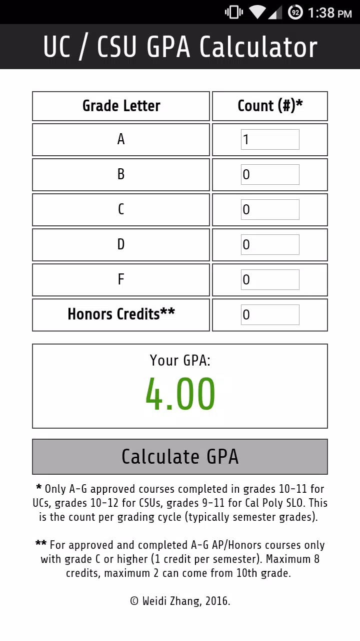 UC / CSU GPA Calculator APK for Android Download
