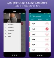 Buttocks & Legs, butt workouts, lose belly fat Affiche