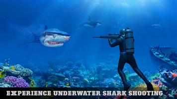 Ataque submarino de tubarões-tigres Sniper Shooter Cartaz