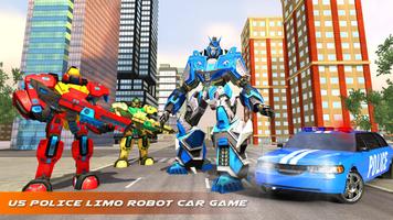 US Police Robot Limo Car Transformation Game poster