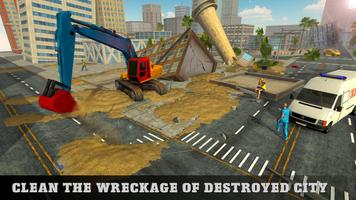 Excavator Crane Robot Transformation City Survival Affiche