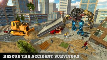 Excavator Crane Robot Transformation City Survival capture d'écran 2