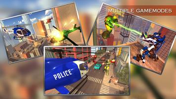 Miami Police Helicopter Transform Robot Wars Game ảnh chụp màn hình 3