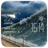 tsunami weather widget/clock icône