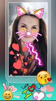 Editor de fotos gato rosto emoji anive adesivos imagem de tela 1