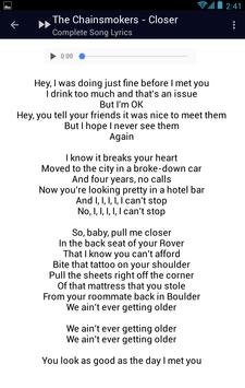 The Chainsmokers Closer Lyrics APK Download - Free Music ...