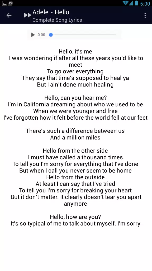 Adele Hello Song Lyrics APK pour Android Télécharger