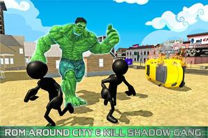 Incredible Monster vs Stickman Crime Hero 스크린샷 1