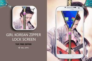 Girl Korean Zipper Lock Screen Poster