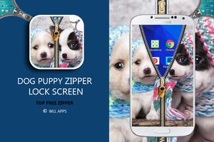 Dog Puppy Zipper Lock Screen الملصق
