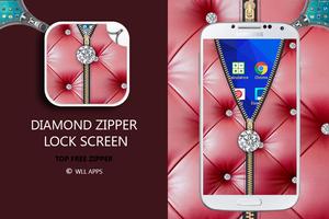Diamond Zipper Lock Screen Affiche