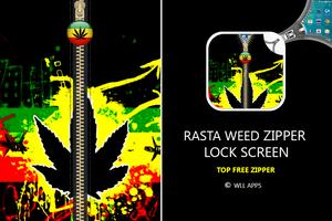 Rasta Weed Zipper Lock Screen captura de pantalla 1