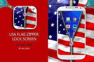 Usa Flag Zipper Lock Screen Cartaz