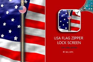 Usa Flag Zipper Lock Screen imagem de tela 1