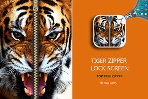 Tiger Zipper Screen Lock اسکرین شاٹ 1