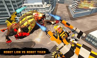 US Police Lion Robot vs Tiger Robot Wars Transform screenshot 1