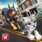 Hond versus kat vecht spel-icoon