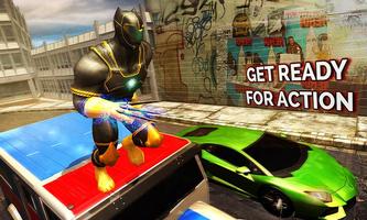 Superhero Black Panther Flying City Gangster Fight screenshot 1
