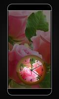 Pink Roses Live Wallpaper Clock capture d'écran 3