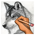 Wolves Drawing step by step ikona
