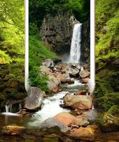 Forest Waterfall Live Wallpape Affiche