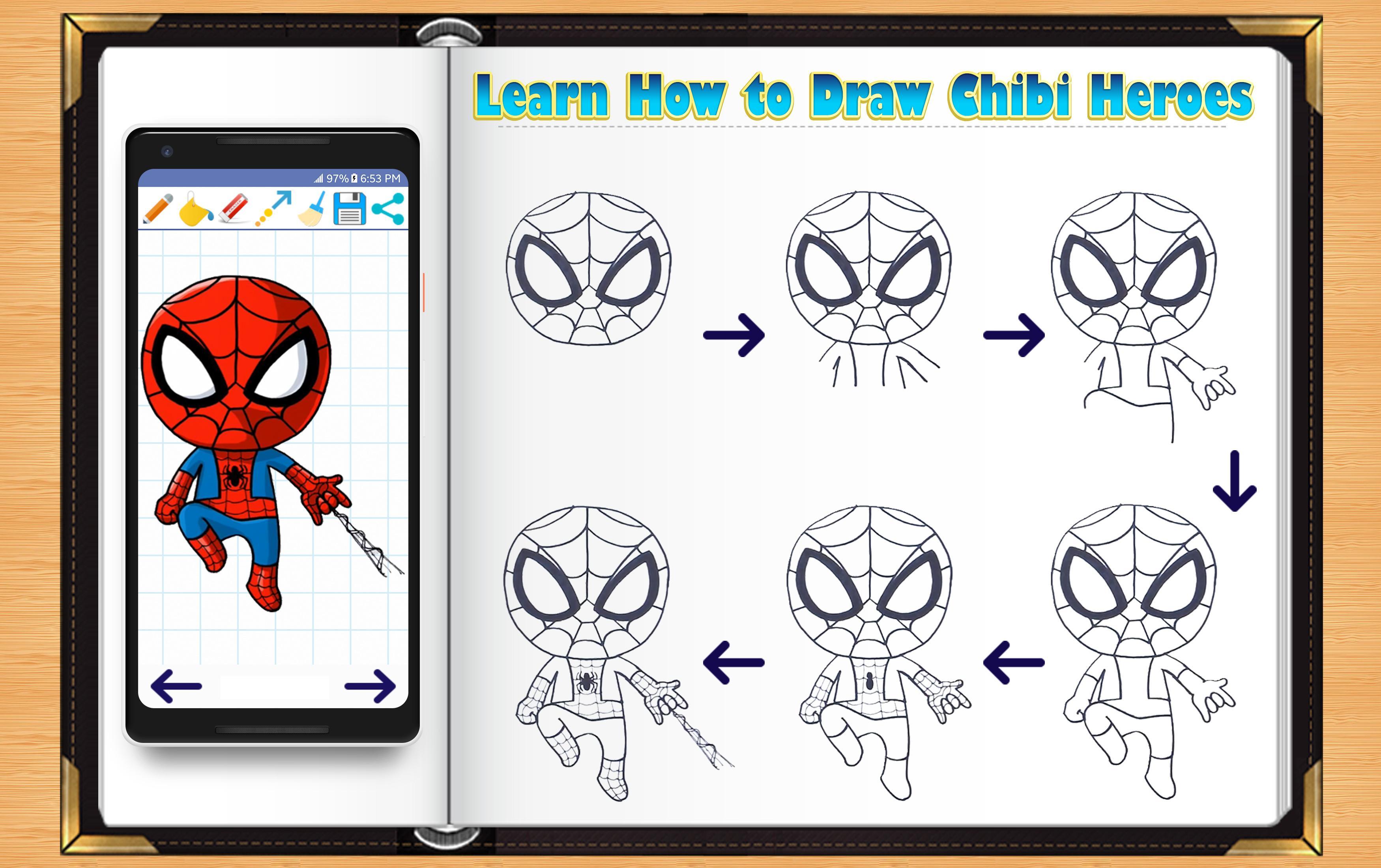 Learn How to Draw Chibi Super Heroes für Android - APK herunterladen