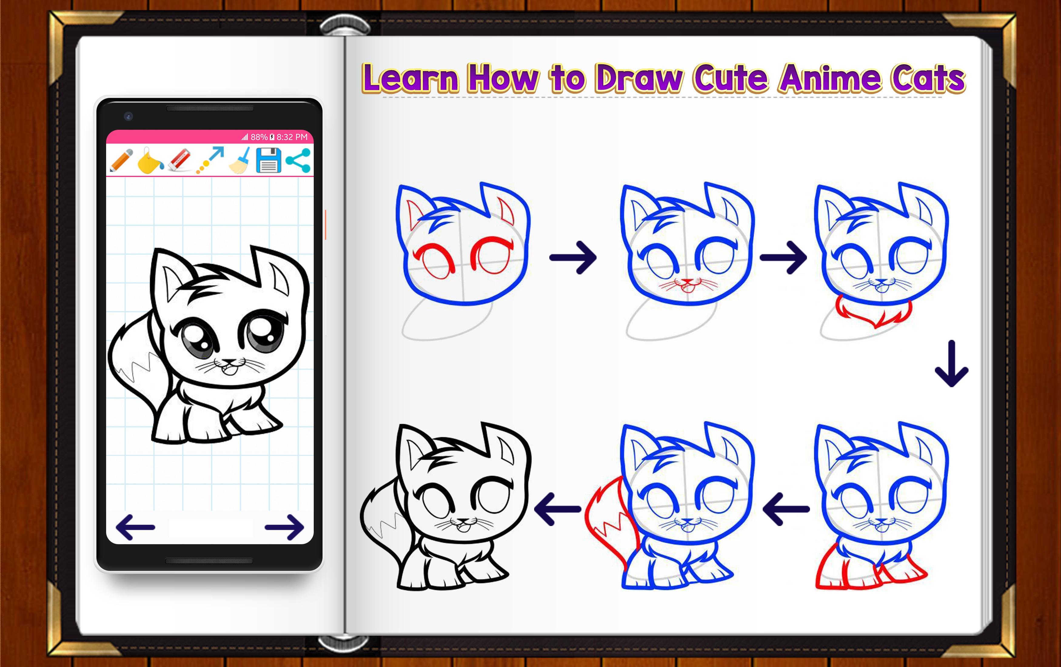 Learn How to Draw Chibi Anime Cats capture d'écran 7.