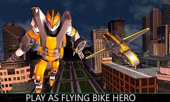 Flying Motorbike Robot Transform City Battle screenshot 2