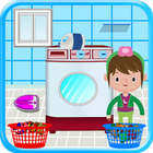 Laver et repasser le linge: enfants jeu de lessive icône