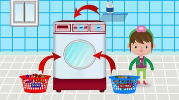 Wassen en strijken van kleding: Kids Wasserij spel screenshot 2