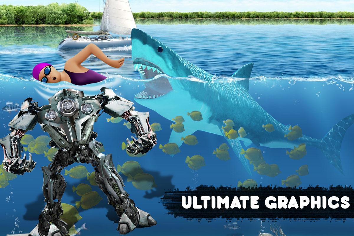 Скачать Warrior Robot Shark attack: Real shark robot Games A