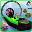 Superheroes Airboat Waterslide Stunts