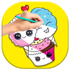 Draw cute dessert foods and drinks easy ikona