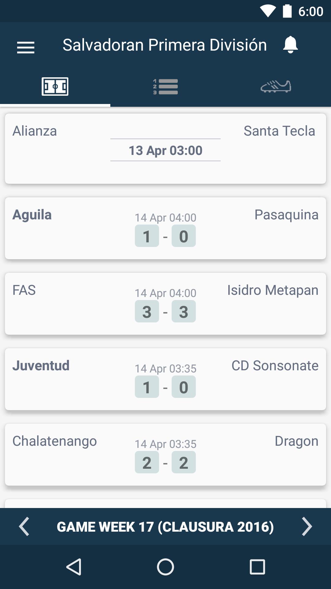 El Salvador Football League - Primera División for Android - APK Download