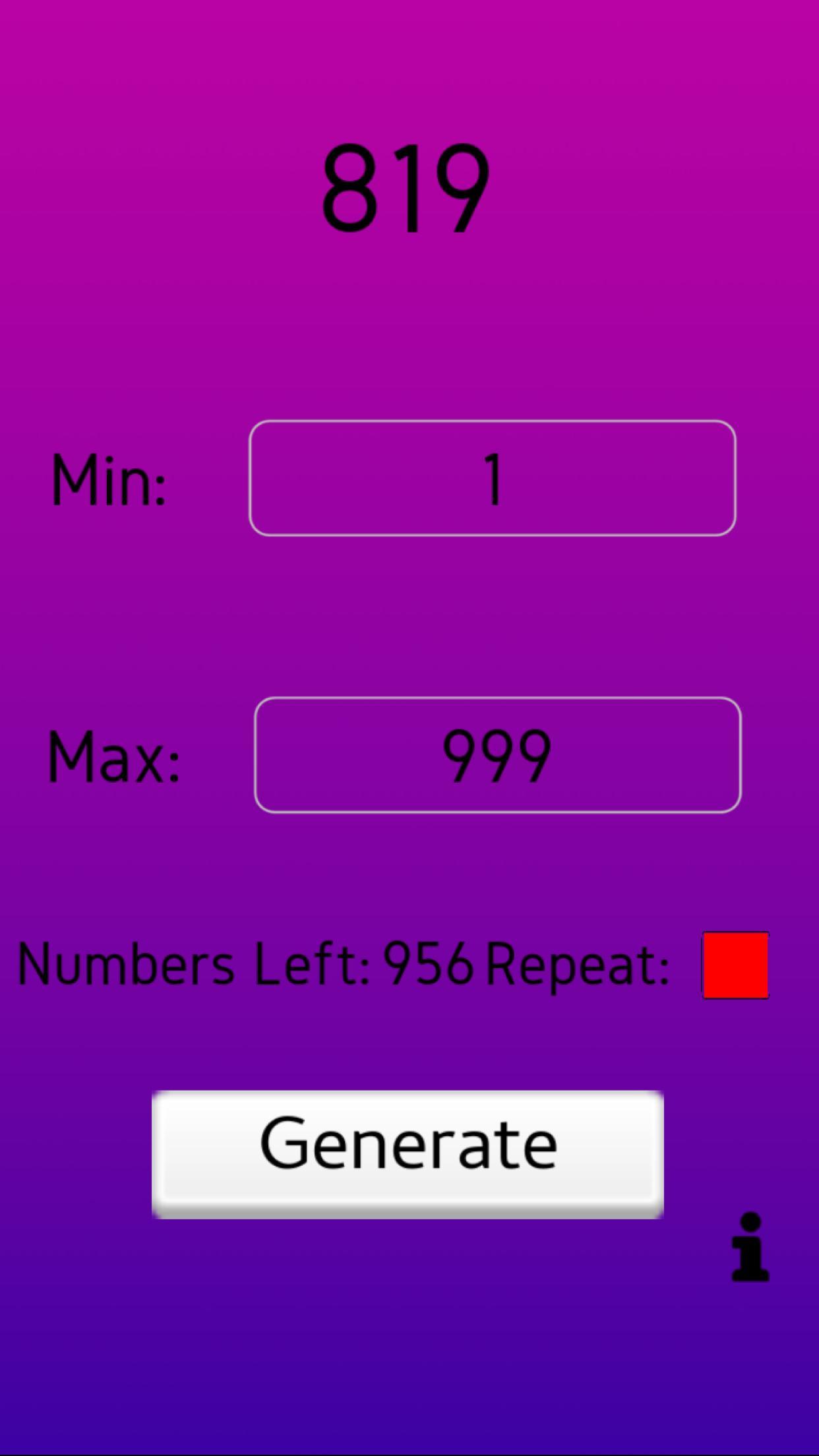 Random Number Generator pour Android - Téléchargez l'APK