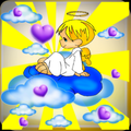 Scary angel boy in forest
