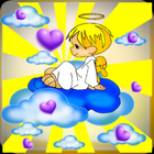Scary angel boy in forest icon
